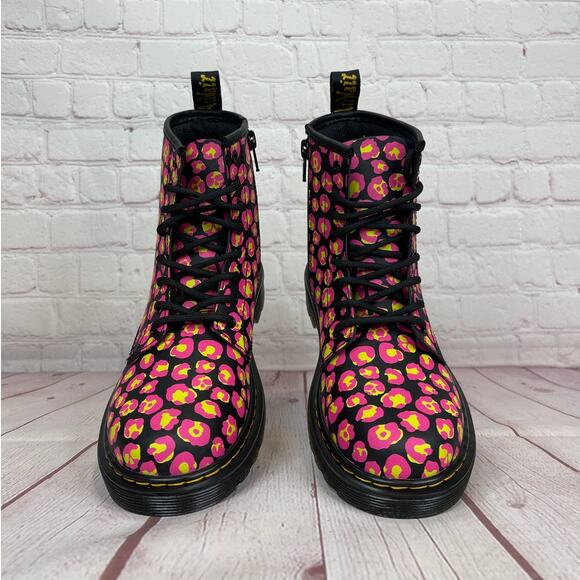Dr.Martens 1460 Pink Leopard Hydro Leather Lace Up Boots Girls Youth Size 3 - Picture 6 of 11